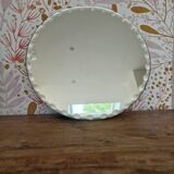 Solid wood letters vintage round beveled mirror