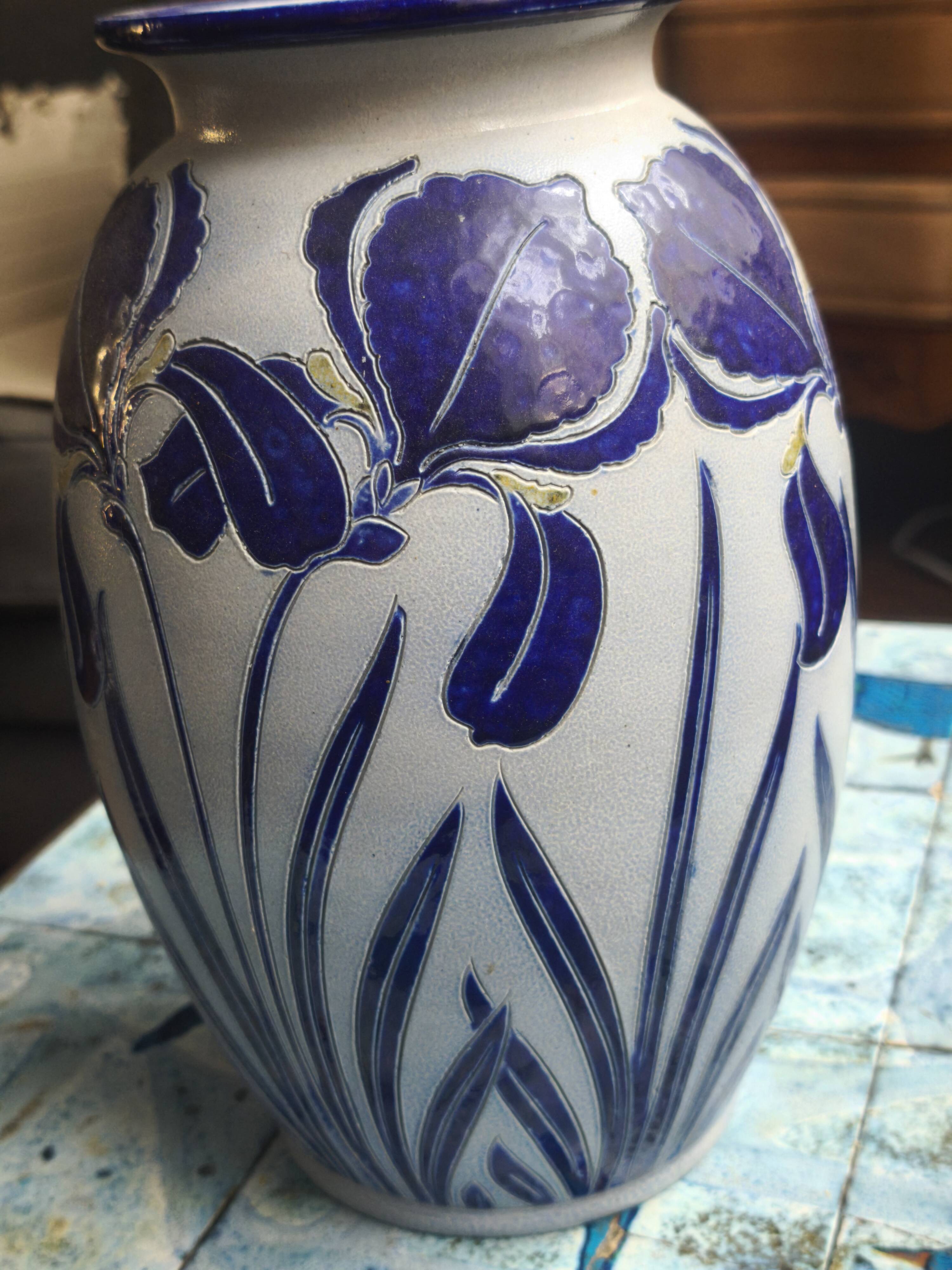 Iris vase, glazed stoneware