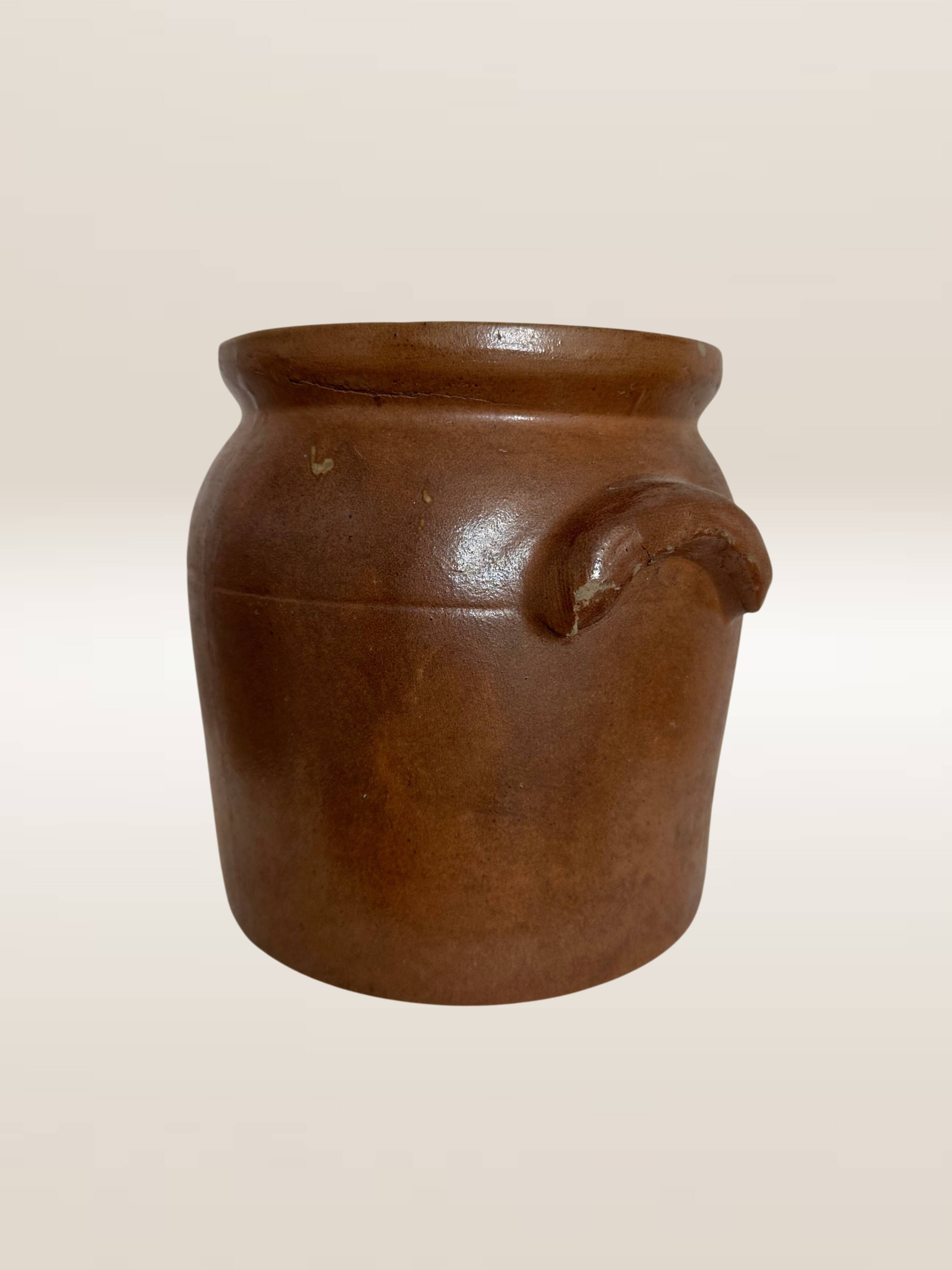 Pot à graisse en grès brun brut