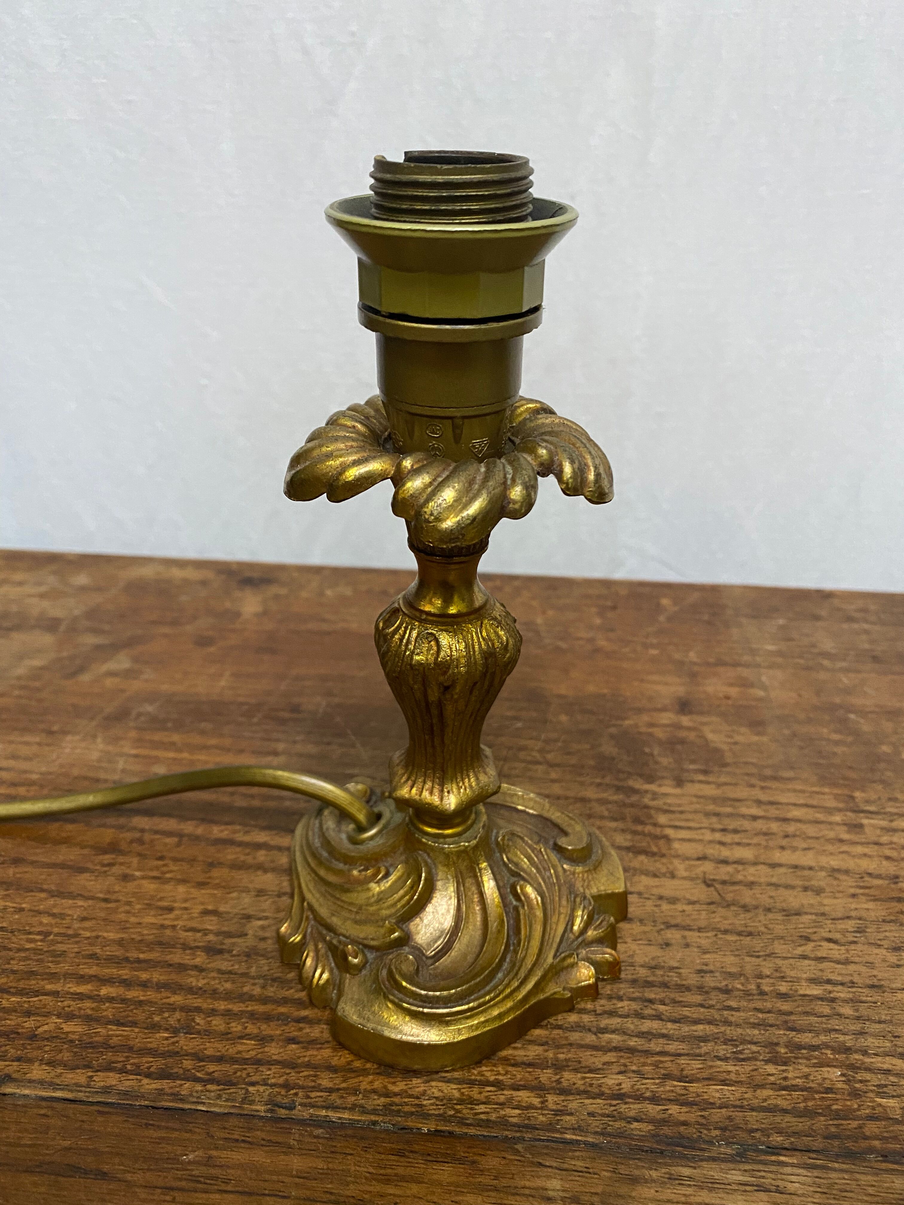 Louis XV style brass lamp foot floral motif and scrolls