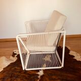 2 garden armchairs in white scoubidou