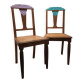 Two revamped art deco cane chairs