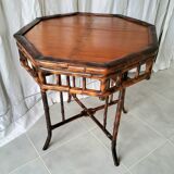 Wicker and bamboo coffee table