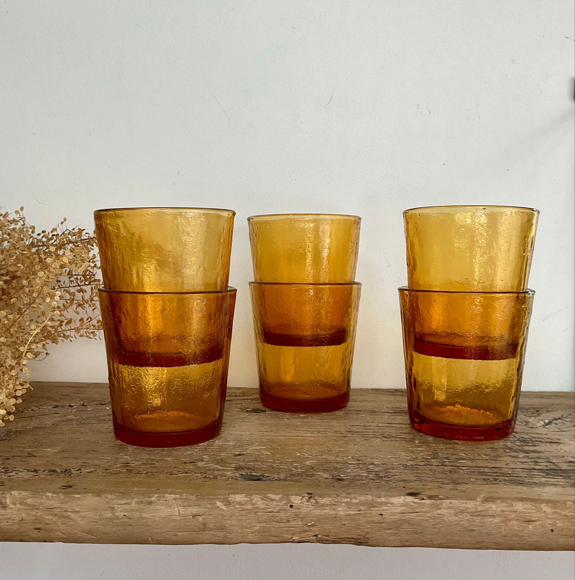 6 amber glasses Sierra vintage