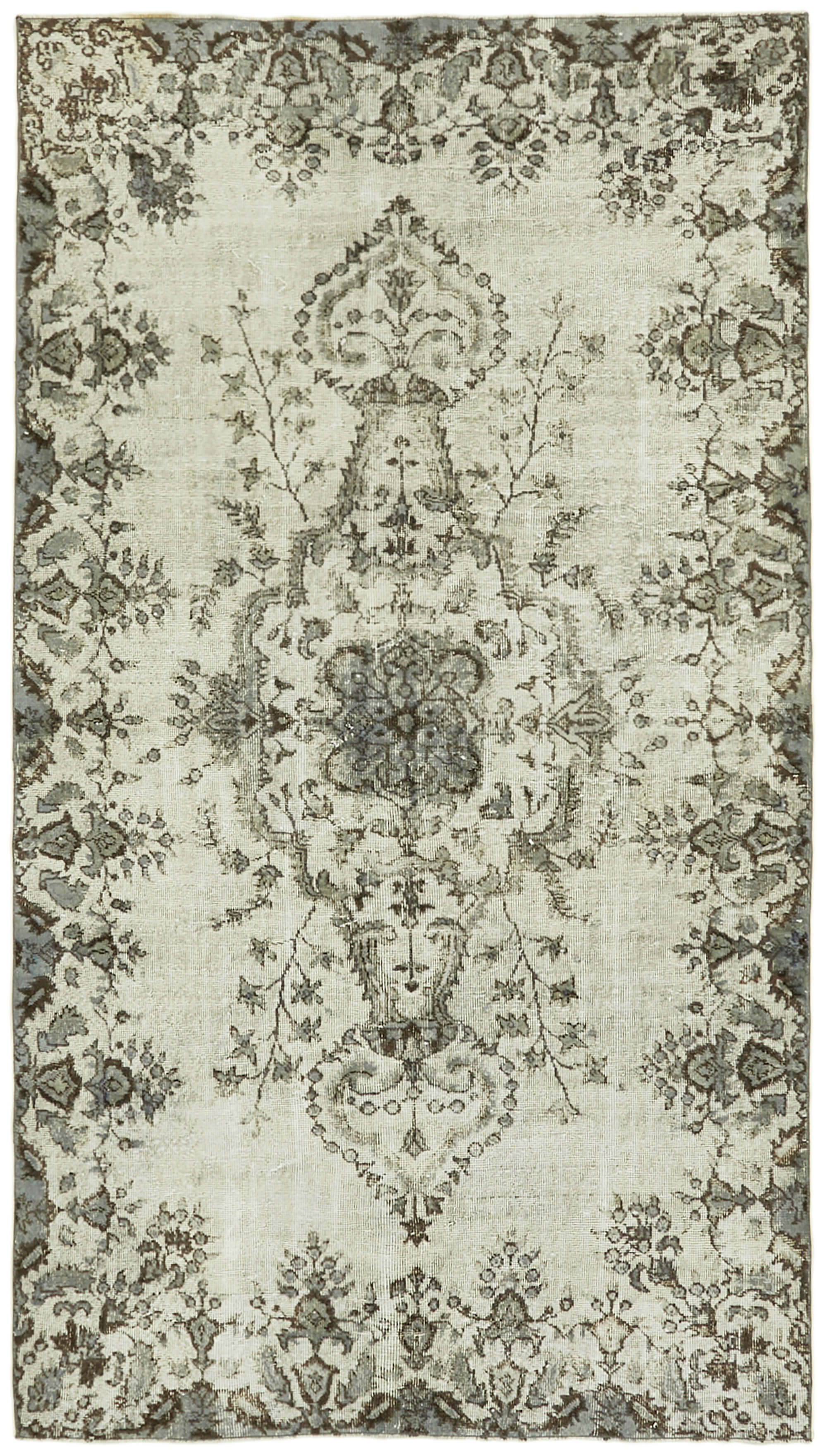 Handmade hi-low pile anatolian 1980s 159 cm x 278 cm grey rug