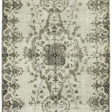 Handmade hi-low pile anatolian 1980s 159 cm x 278 cm grey rug