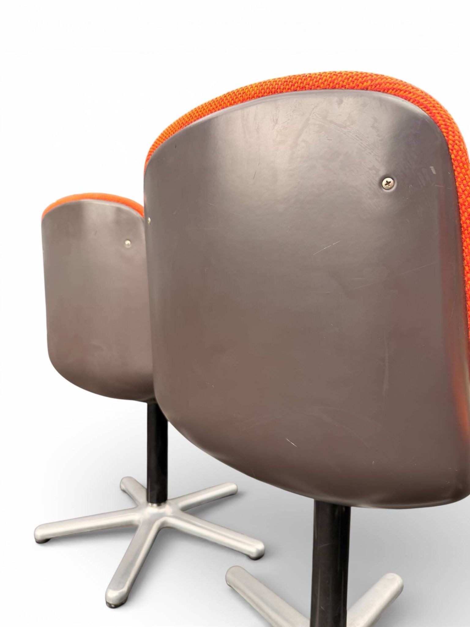 4 chaises, fauteuils vintage modèle 231/5 en tissu orange par Wilkhahn