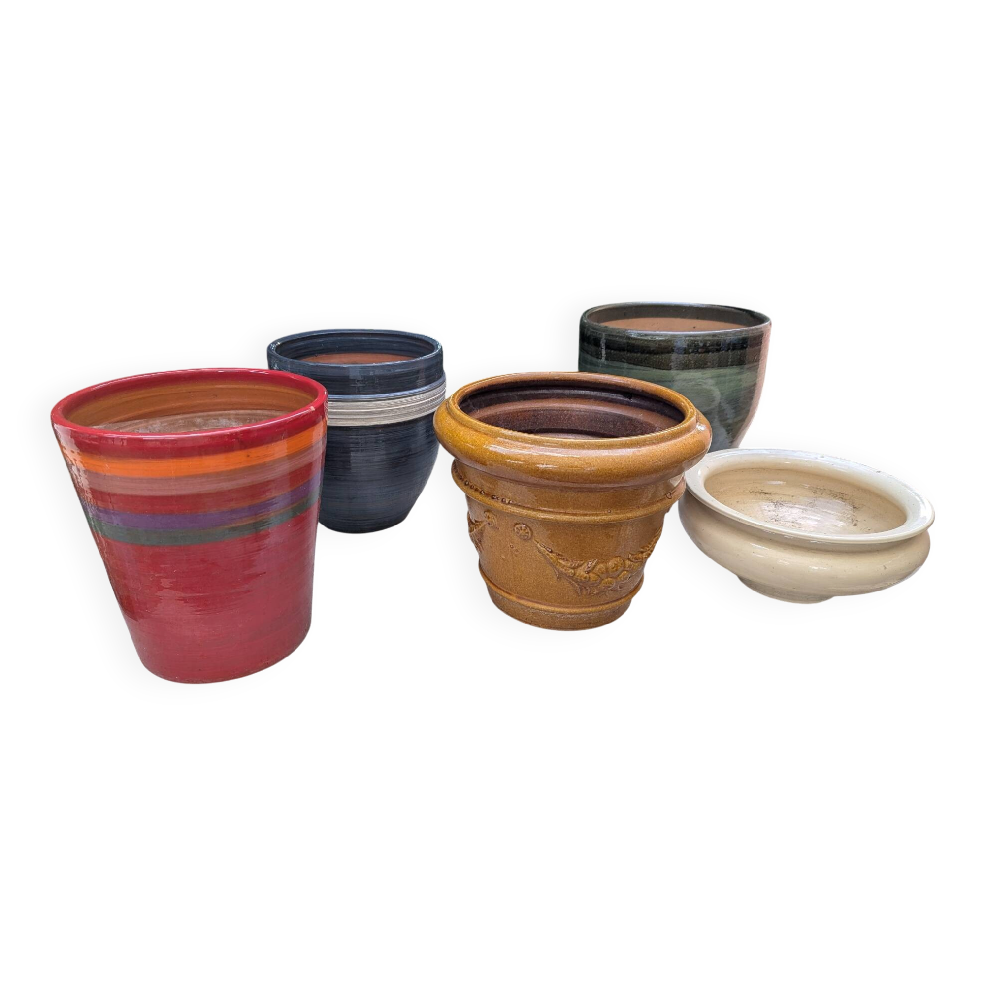Lot de 5 pots de fleurs en céramique