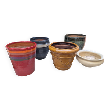 Set of 5 ceramic flower pots