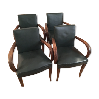 4 green skai bridge chairs