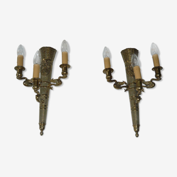 Pair of appliques in bronze style empire Napoleon iii