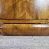 1940s Art Decò dressing table in blond walnut with sliding glass