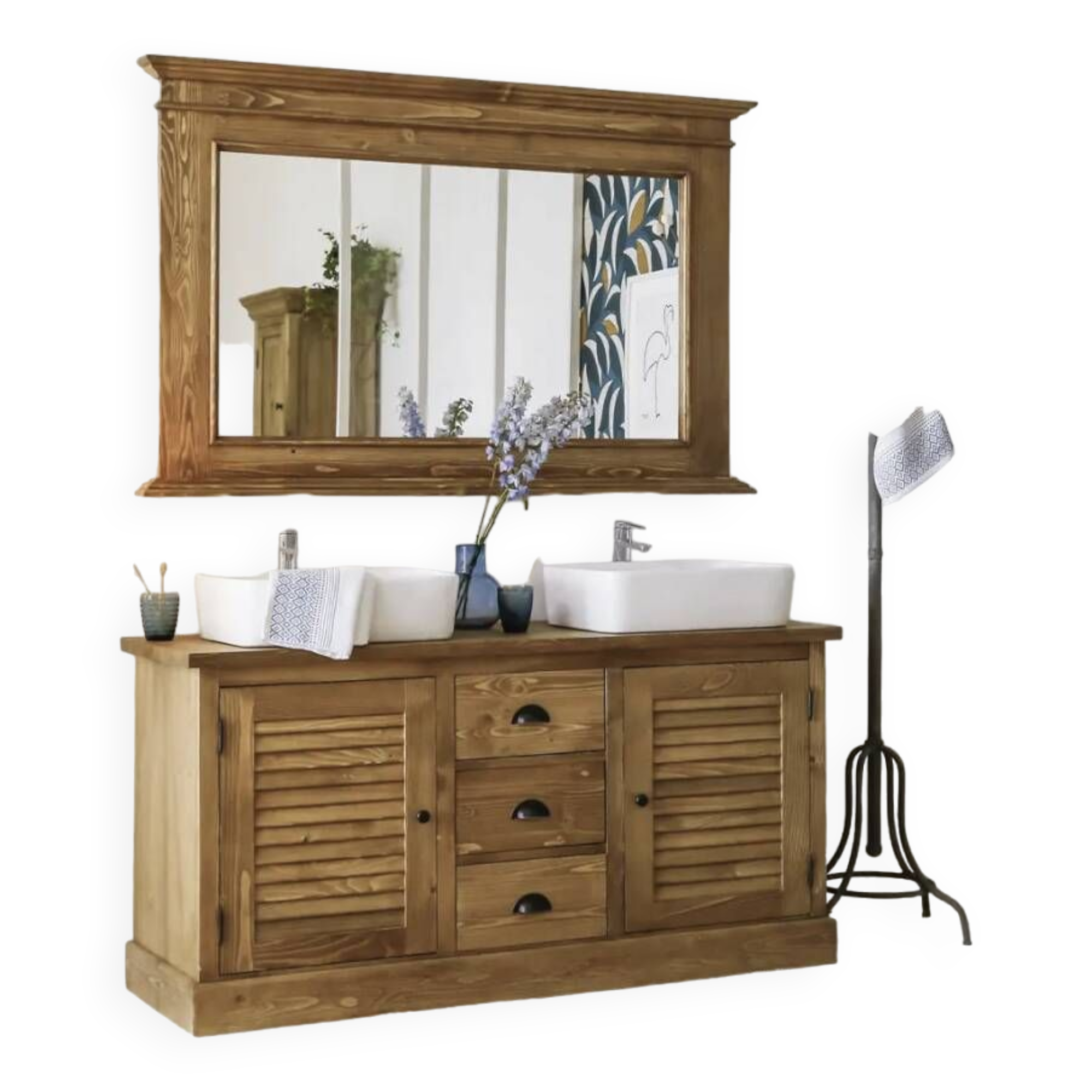 150cm solid pine vanity unit