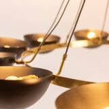 Contemporary 10-light chandelier or pendant light, brass and black lacquer