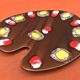 1960s Cheese platter in the shape of a painter's palette Glazed ceramic