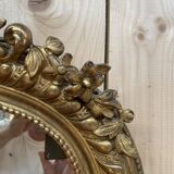 Miroir époque Napoléon III à fronton à la feuille d'or