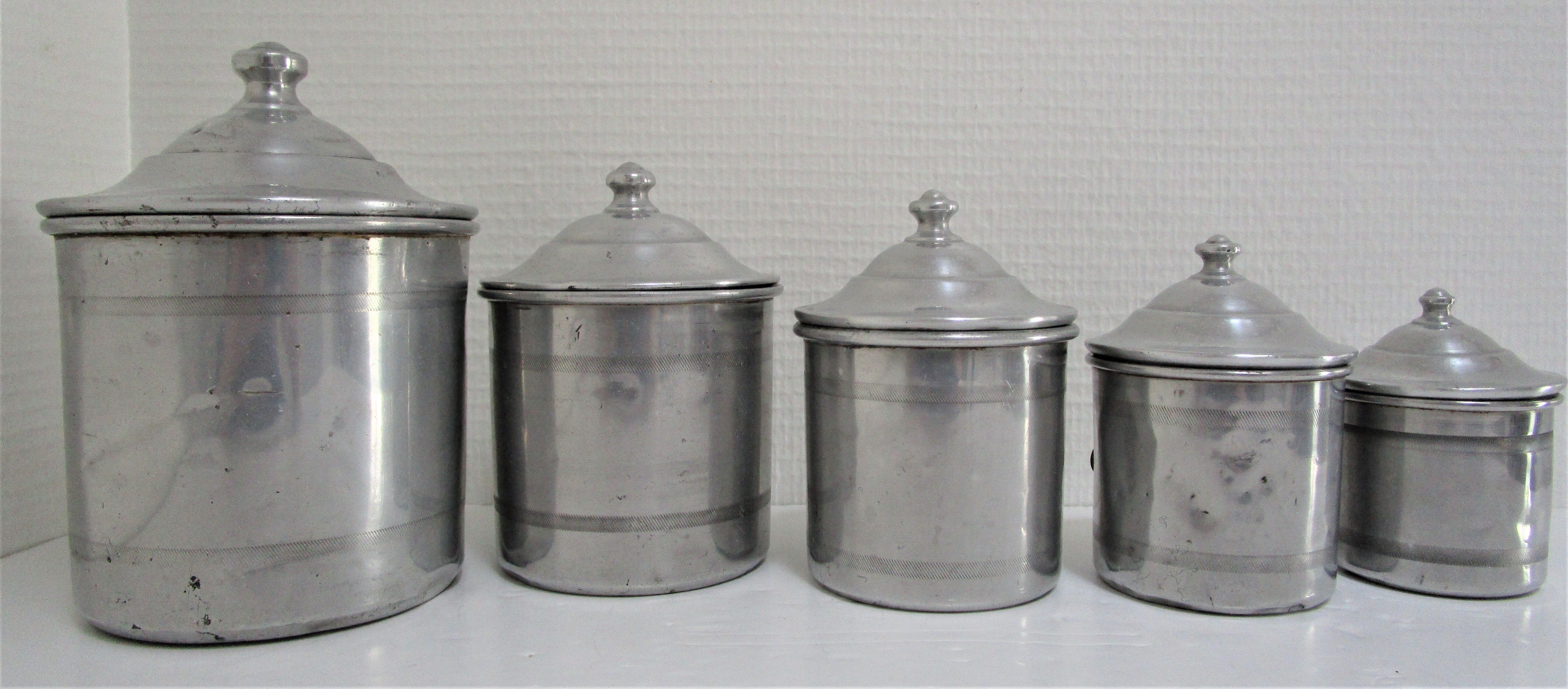 Aluminium metal spice pots 1940 series copper labels of 5