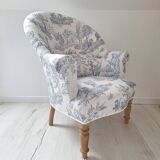 Blue toile de jouy toad armchair