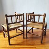 Paire de chaises anciennes bois tourné bobine