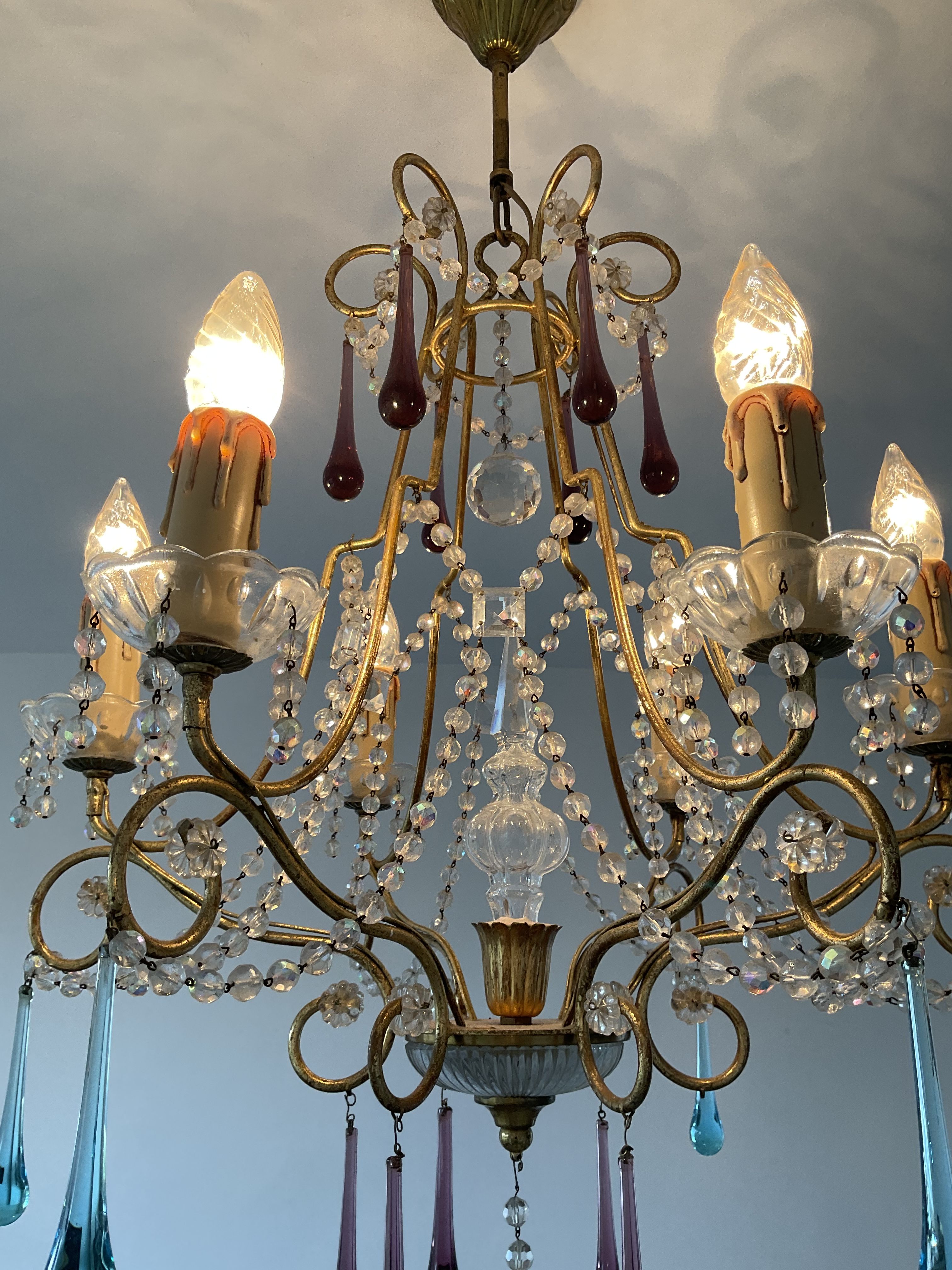 Italian chandelier of the 60s in De Murano glass