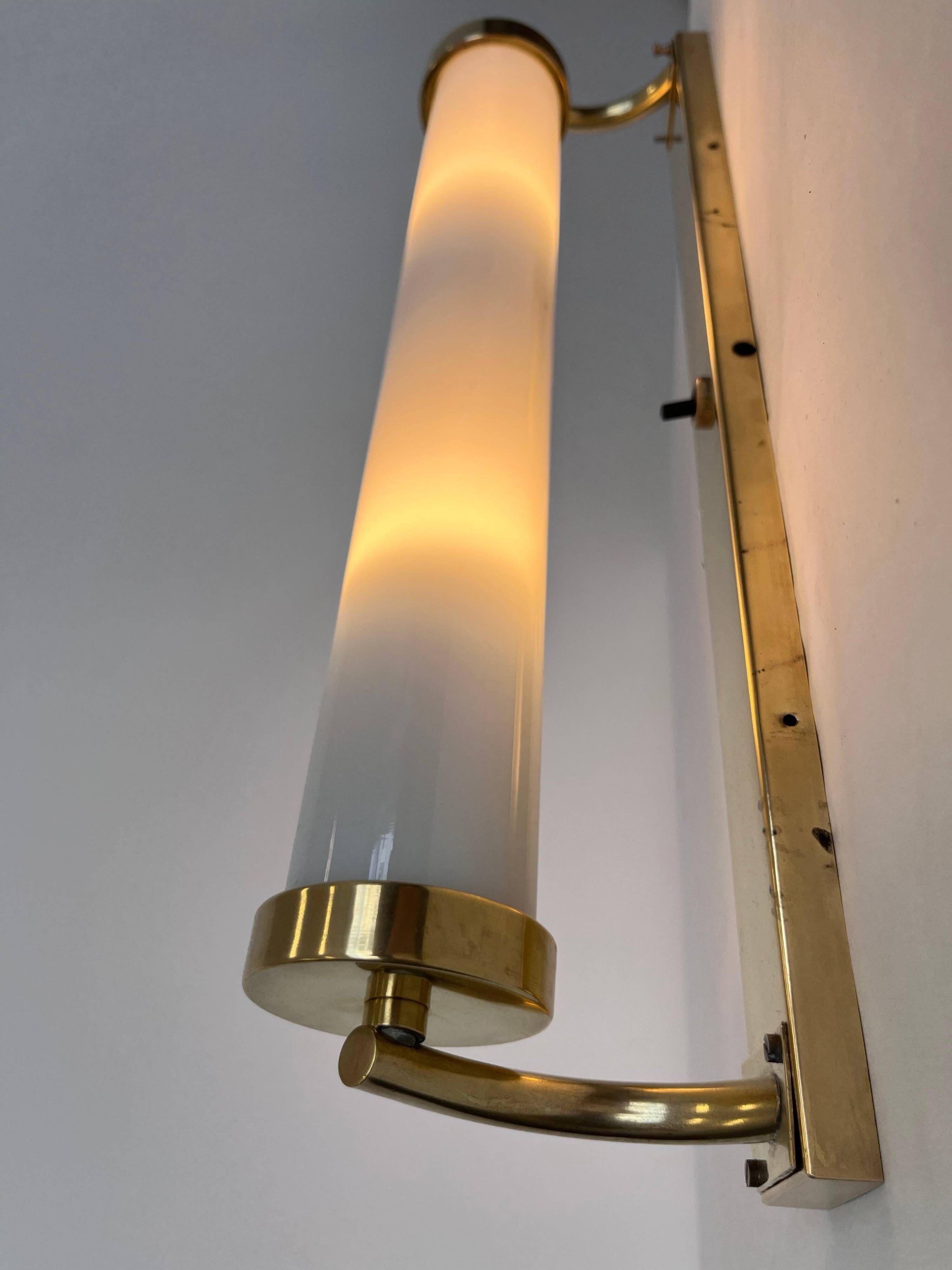 XXL Wall Sconce in Brass and Glass in Bauhaus Style, 1930s - Czechoslovakia