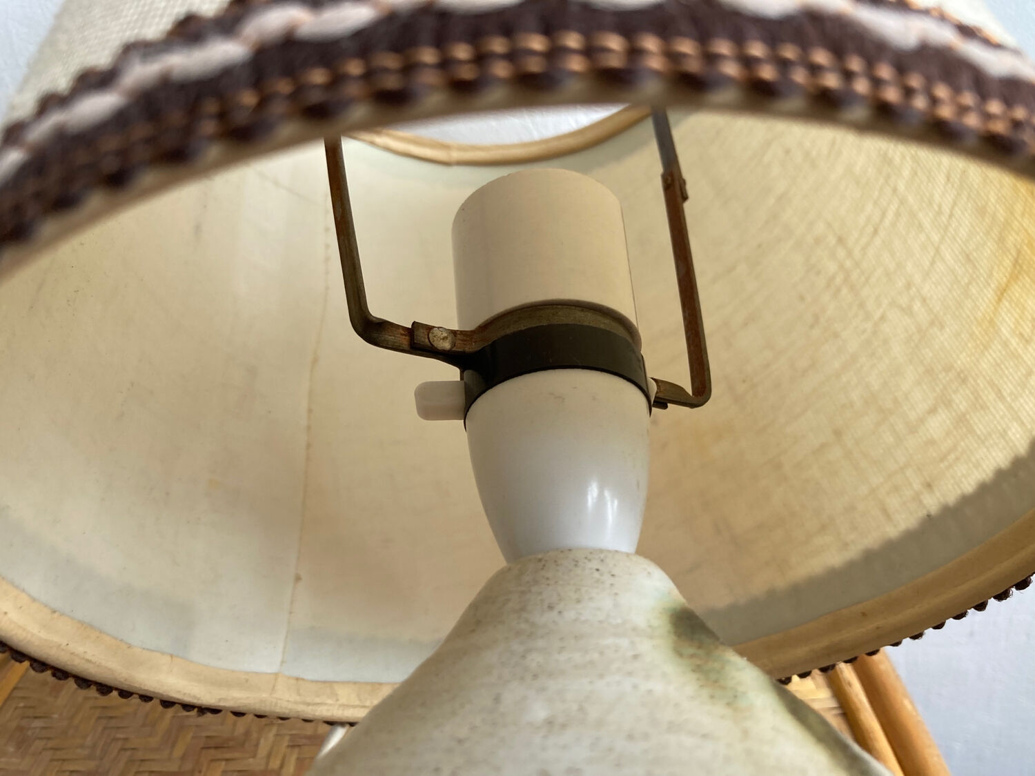 Vintage stoneware bedside lamp