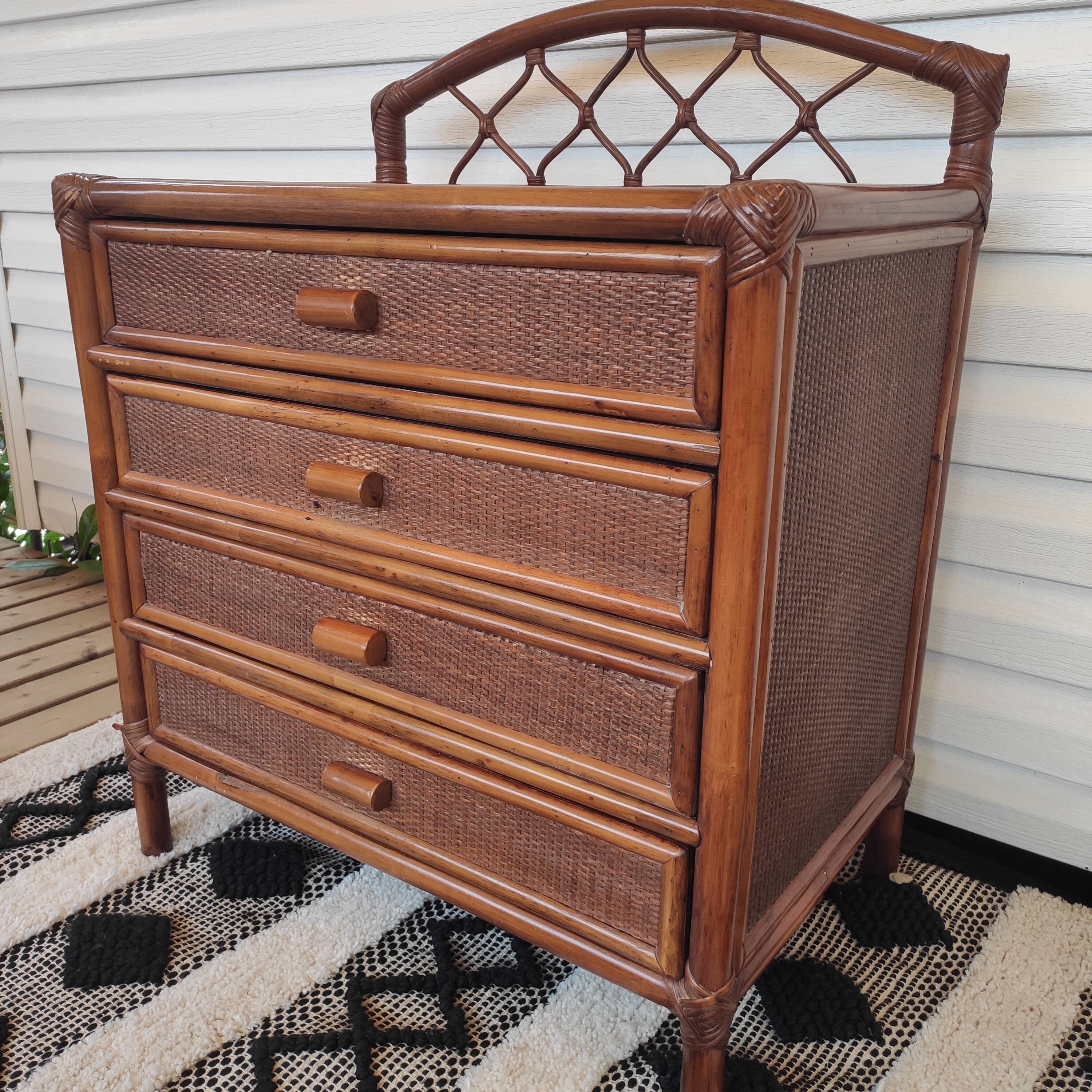 Vintage rattan chest of drawers