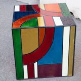 Multicolored stained glass Cube side table 50*50