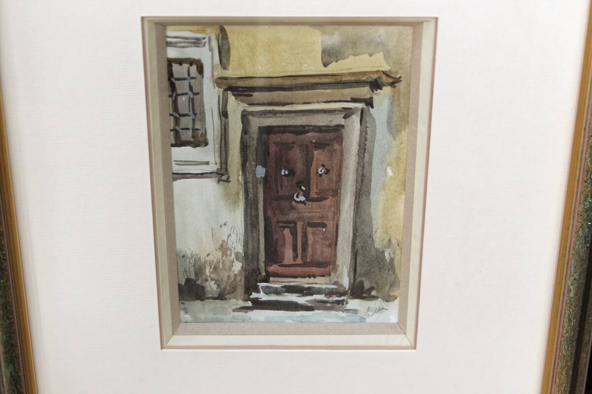 Pair of watercolors, doors, architectural details