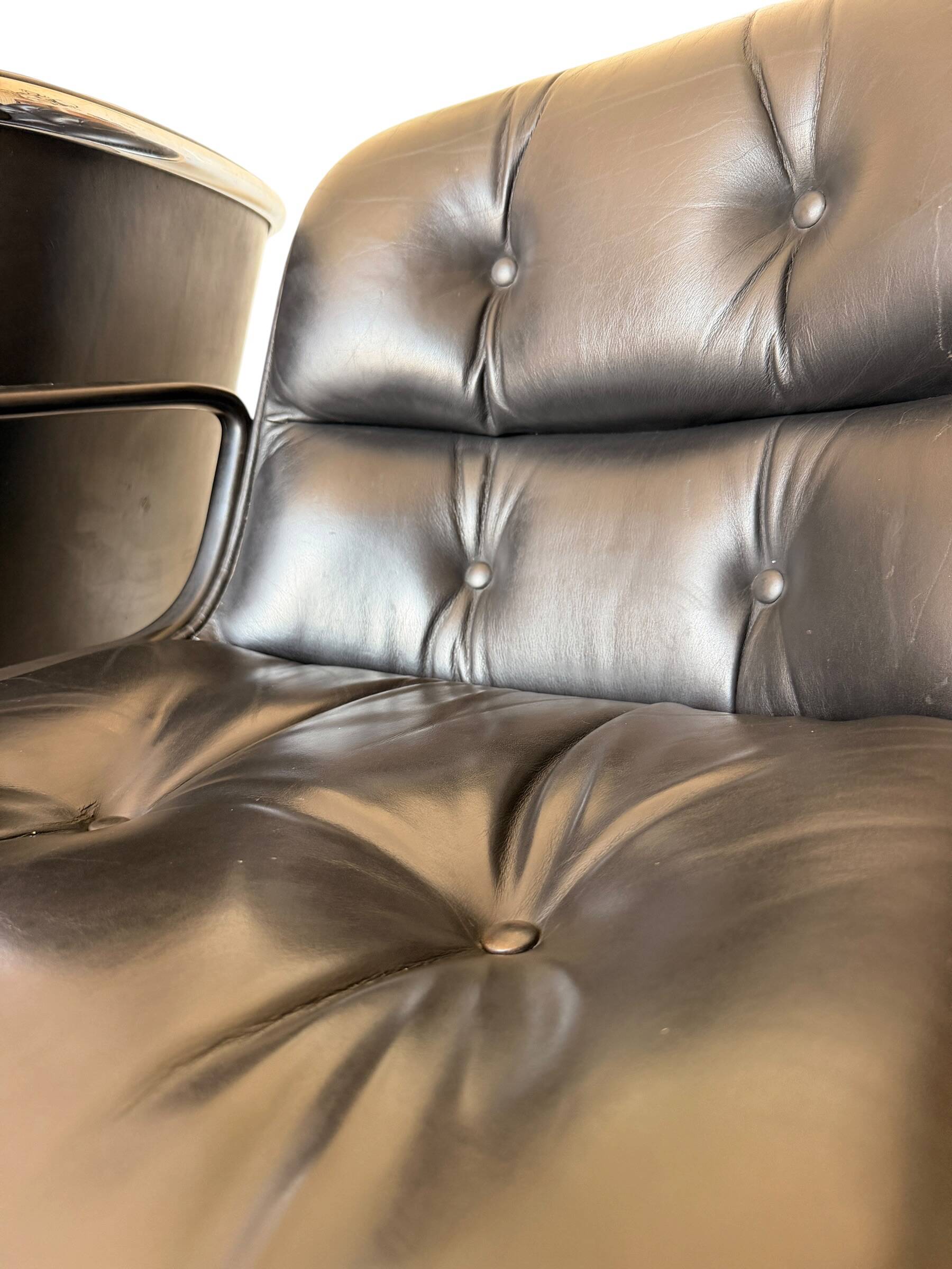 Paire de Fauteuils "Executive" Pollock pour Knoll - Cuir Noir