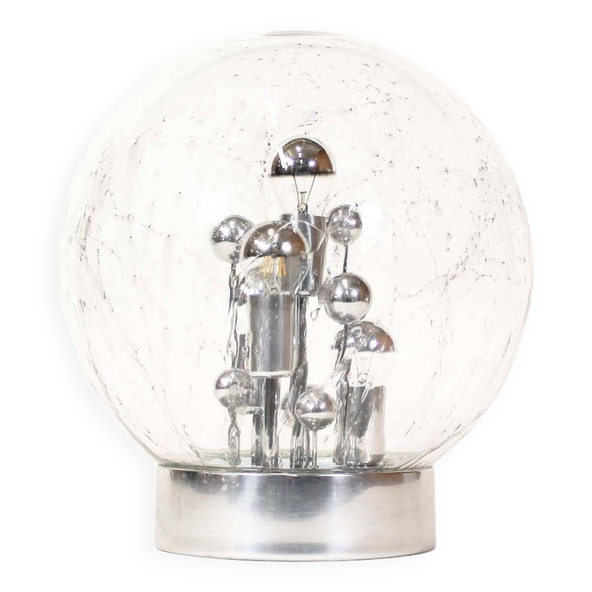 Stunning Mid-Century Modern Ice Glass Table Lamps by Doria Leuchten, Germany 1960’s