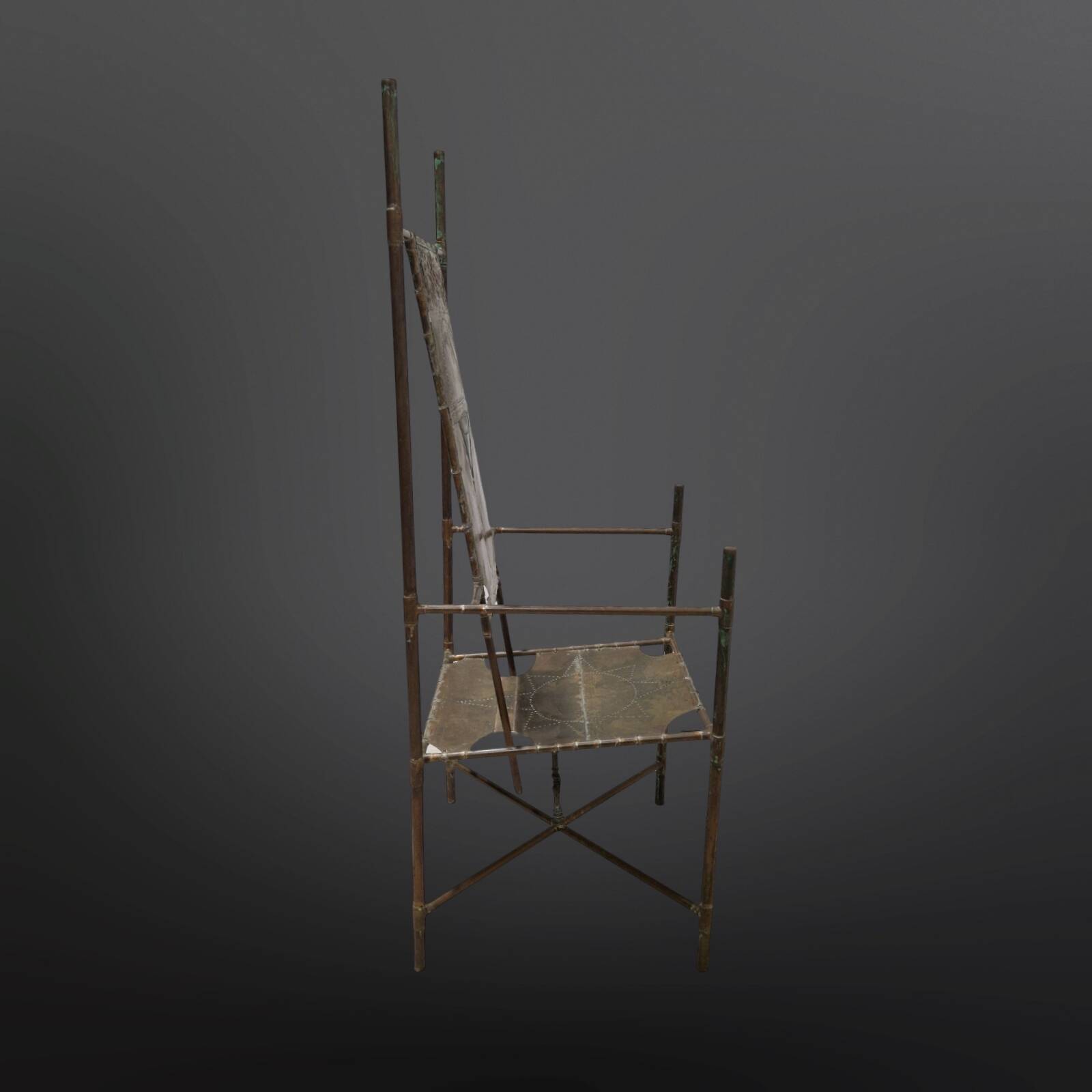 Copper and brass throne chair by Cor de Ree, Netherlands 1990