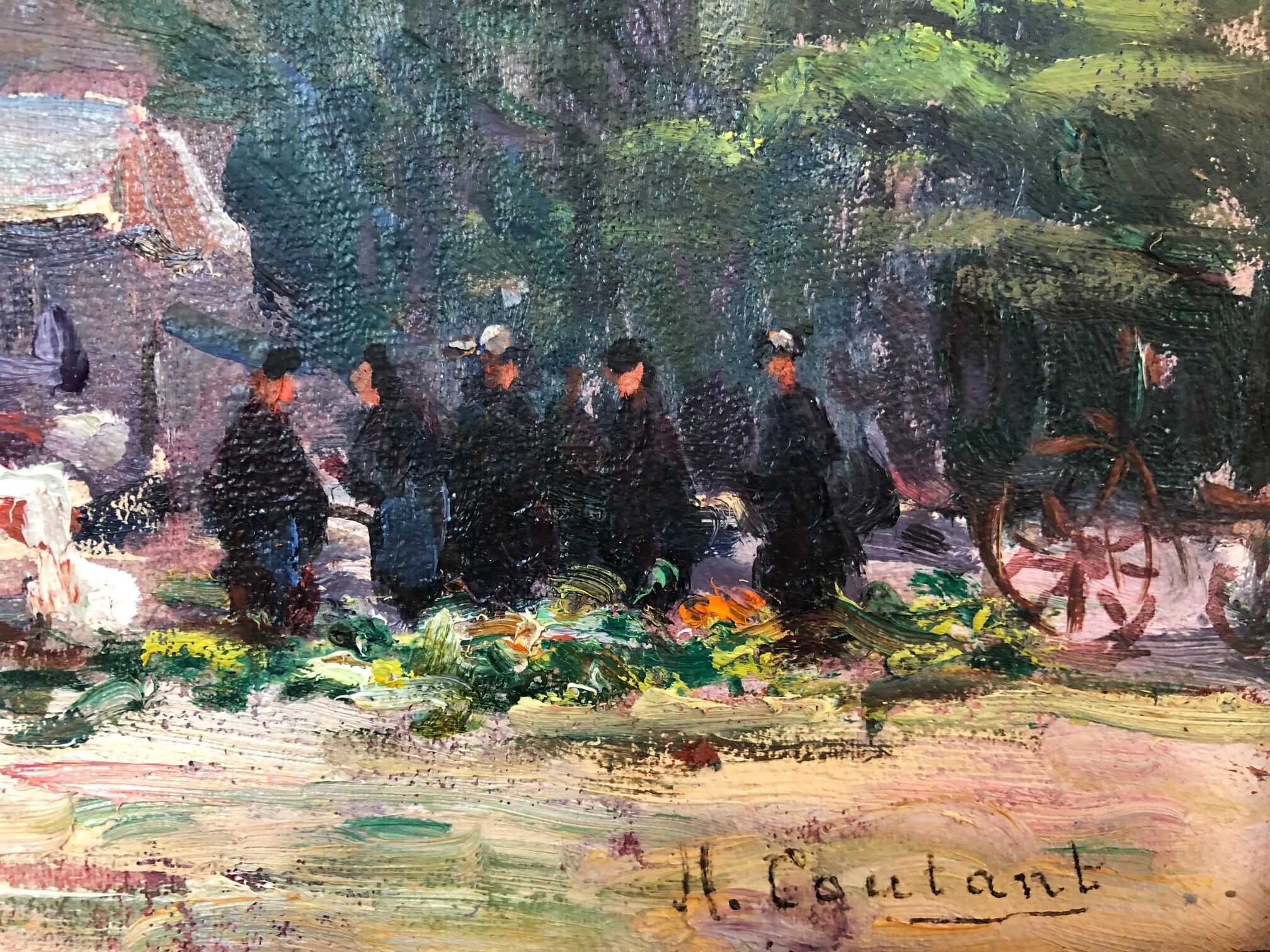 Huile sur toile, "Jour de marché " d'Henri Coutant, fin XIXème