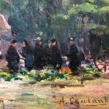 Oil on canvas, "Market Day" by Henri Coutant, late 19th century