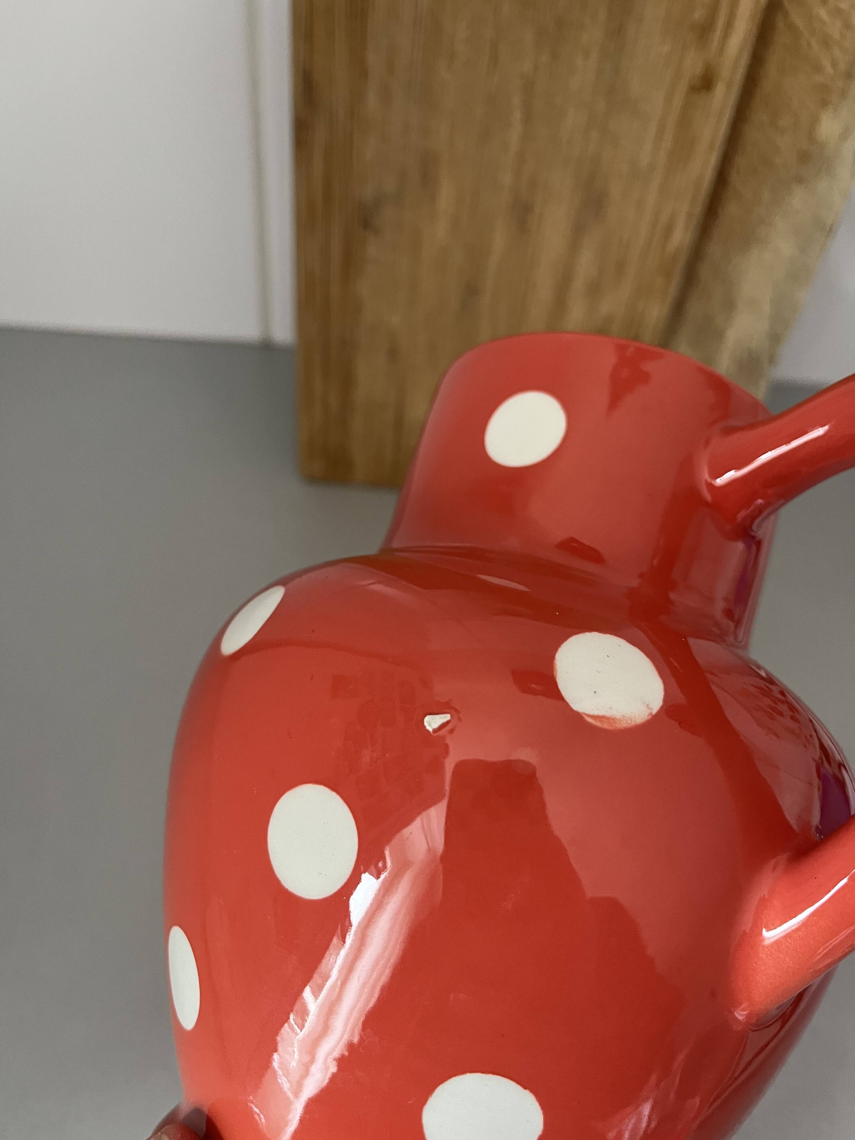 Moulin des Loups earthenware polka dot pitcher