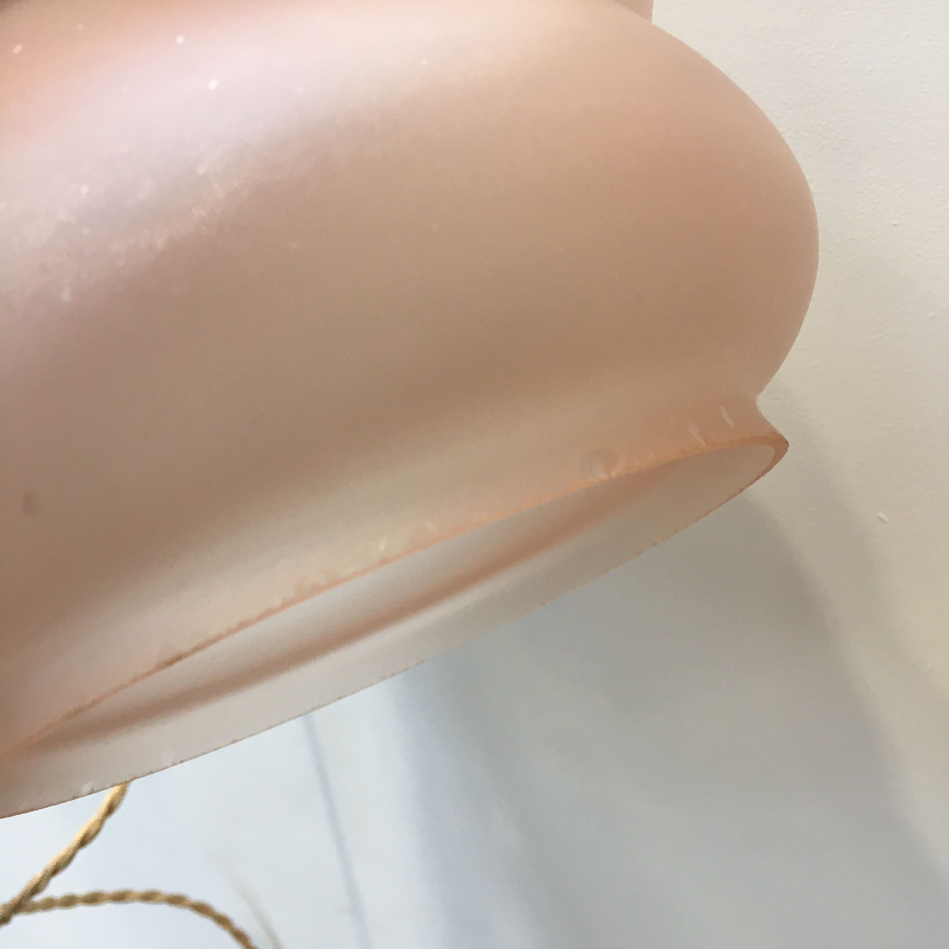 Art deco hanging in pink-apricot frosted glass