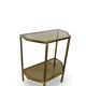 Table d'appoint italienne demi-hexagonale en laiton des années 1970.