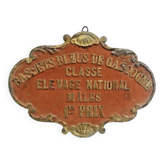 Old large plaque for the basset bleu de Gascogne canine agricultural competition