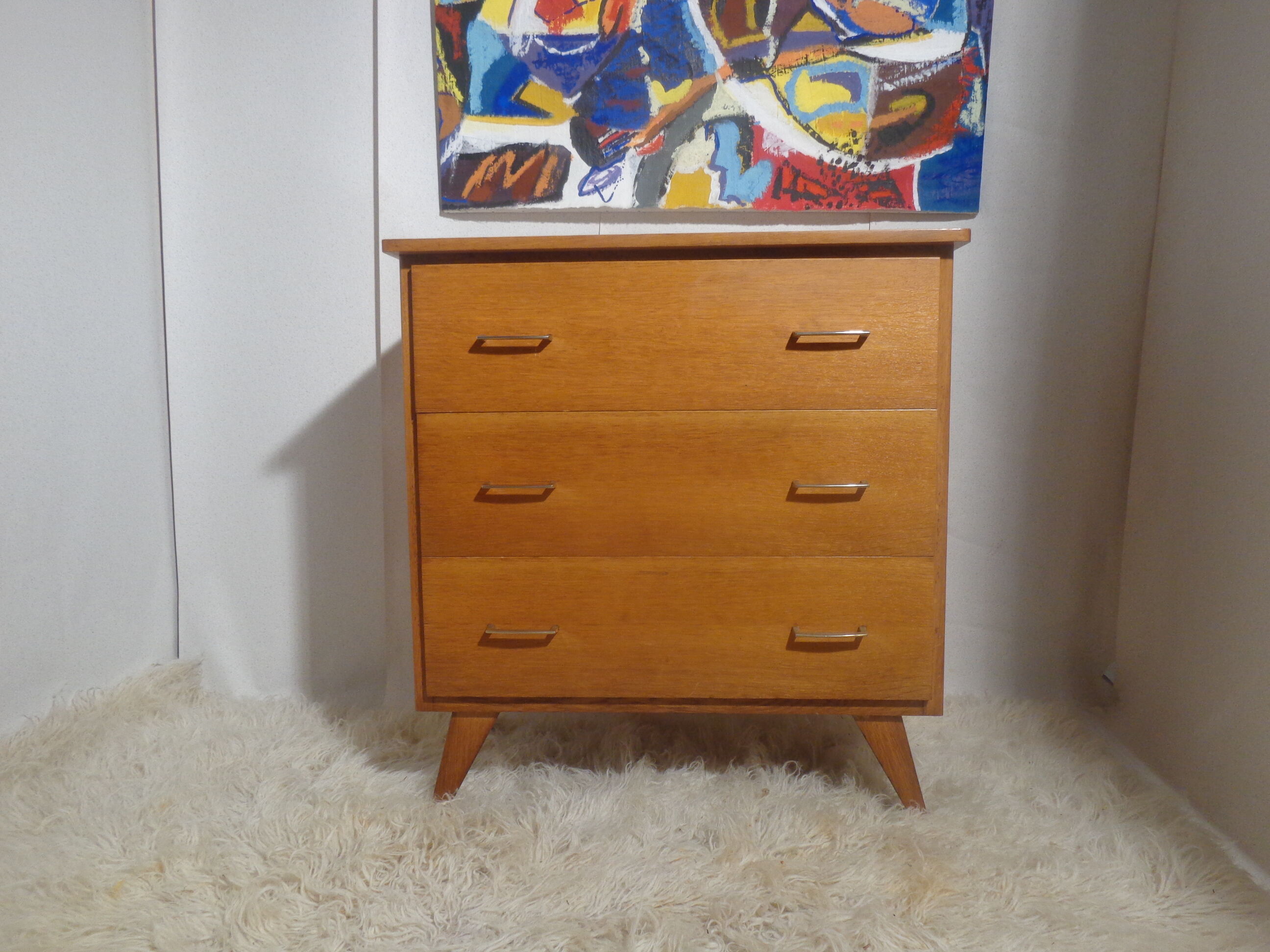 Commode vintage scandinave pieds compas année 60