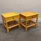Pair of vintage bamboo & wood nightstands with drawer, 1970s