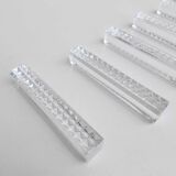 Suite of 6 knife holders in crystal relief gridded