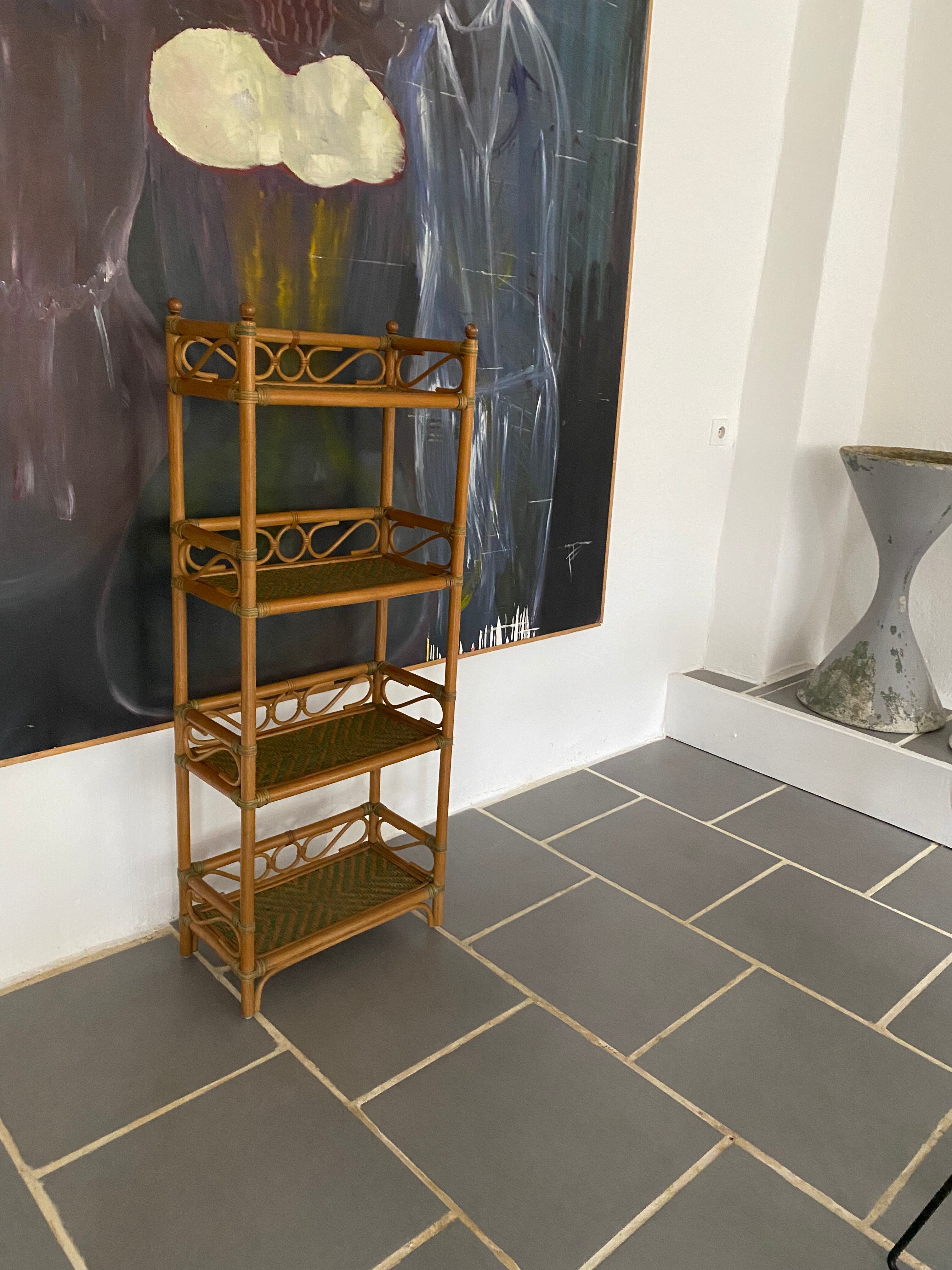 Vintage rattan shelves