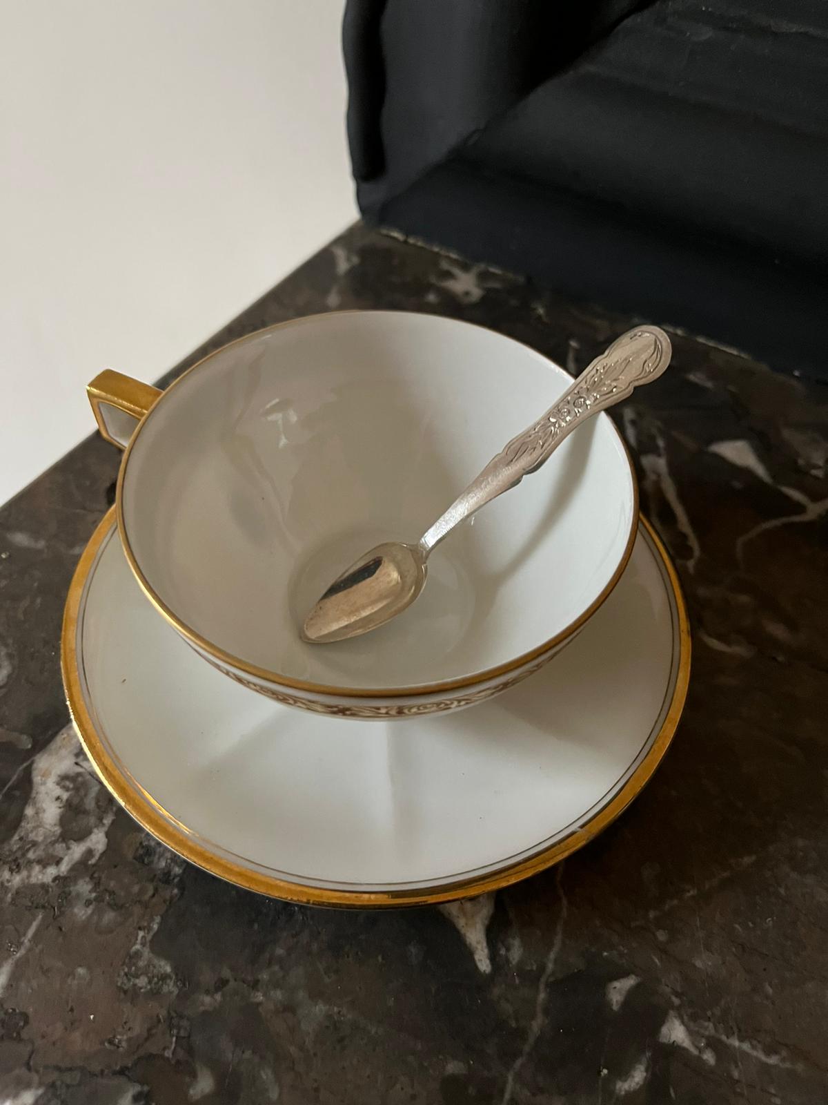 12 silver mocha spoons with flower decoration dating from 1916