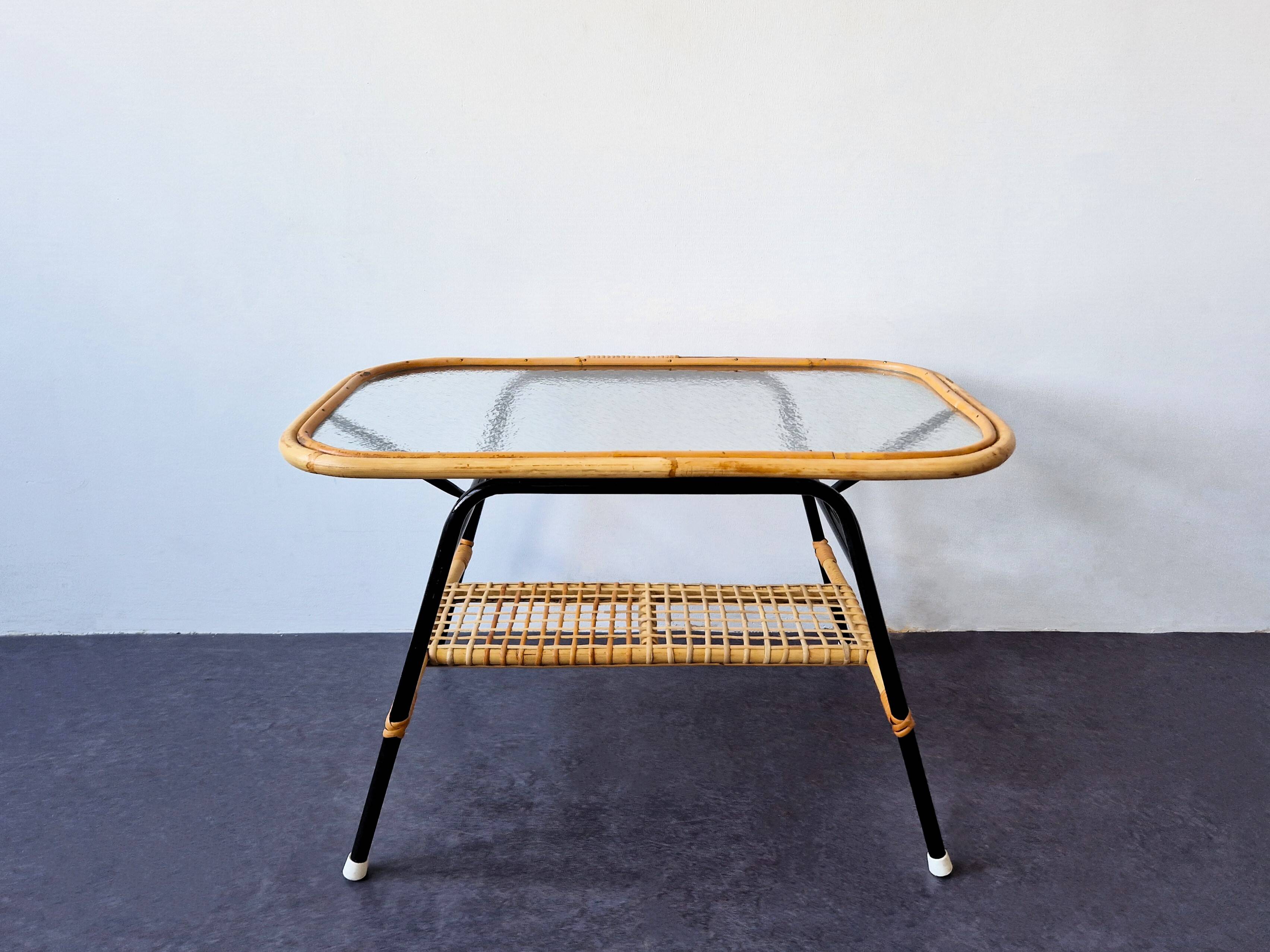 Rattan coffee table by Dirk van Sliedregt for Gebr. Jonkers, The Netherlands 1950's