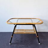 Table basse en rotin de Dirk van Sliedregt pour Gebr. Jonkers, Pays-Bas, années 1950