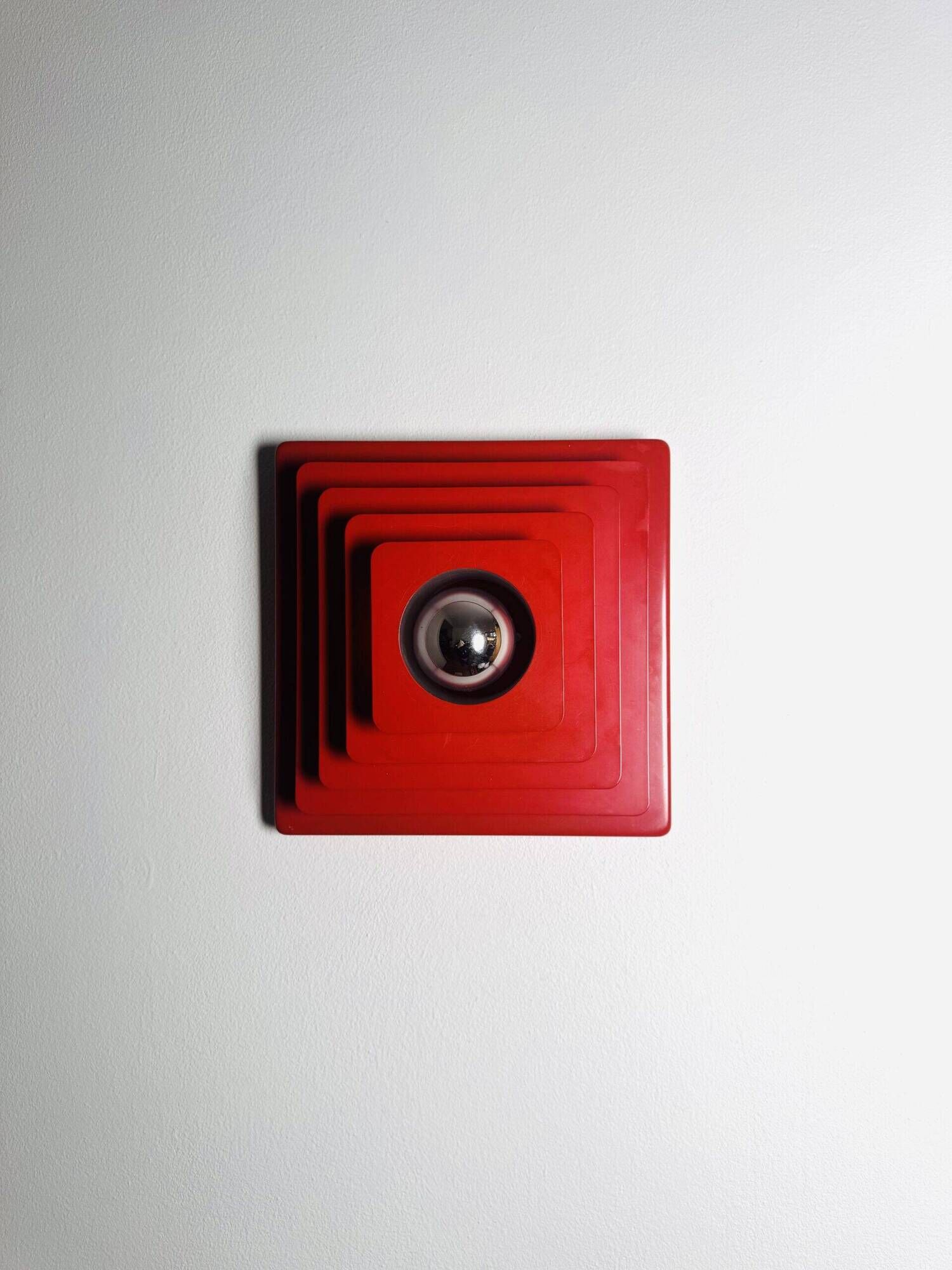 Multi-Layered Pyramid Wall Lamp In Red By Hustadt Leuchten, Germany 1970S