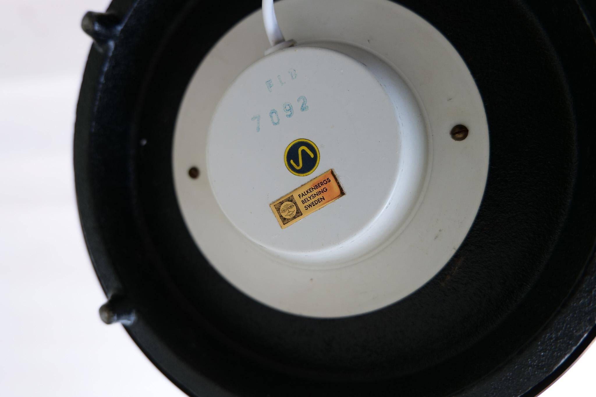 Mid-century brown leather and brass floor lamp, Falkenbergs Belysning, Sweden, 1960s.