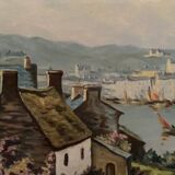 Breton landscape oil signed A. Hensel or Henset mid-20th century frame