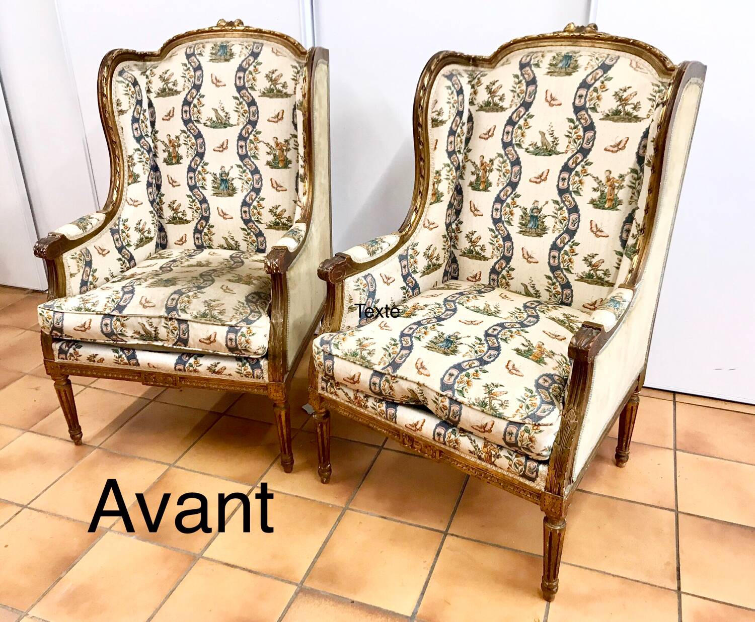 Fully restored old shepherdess armchairs