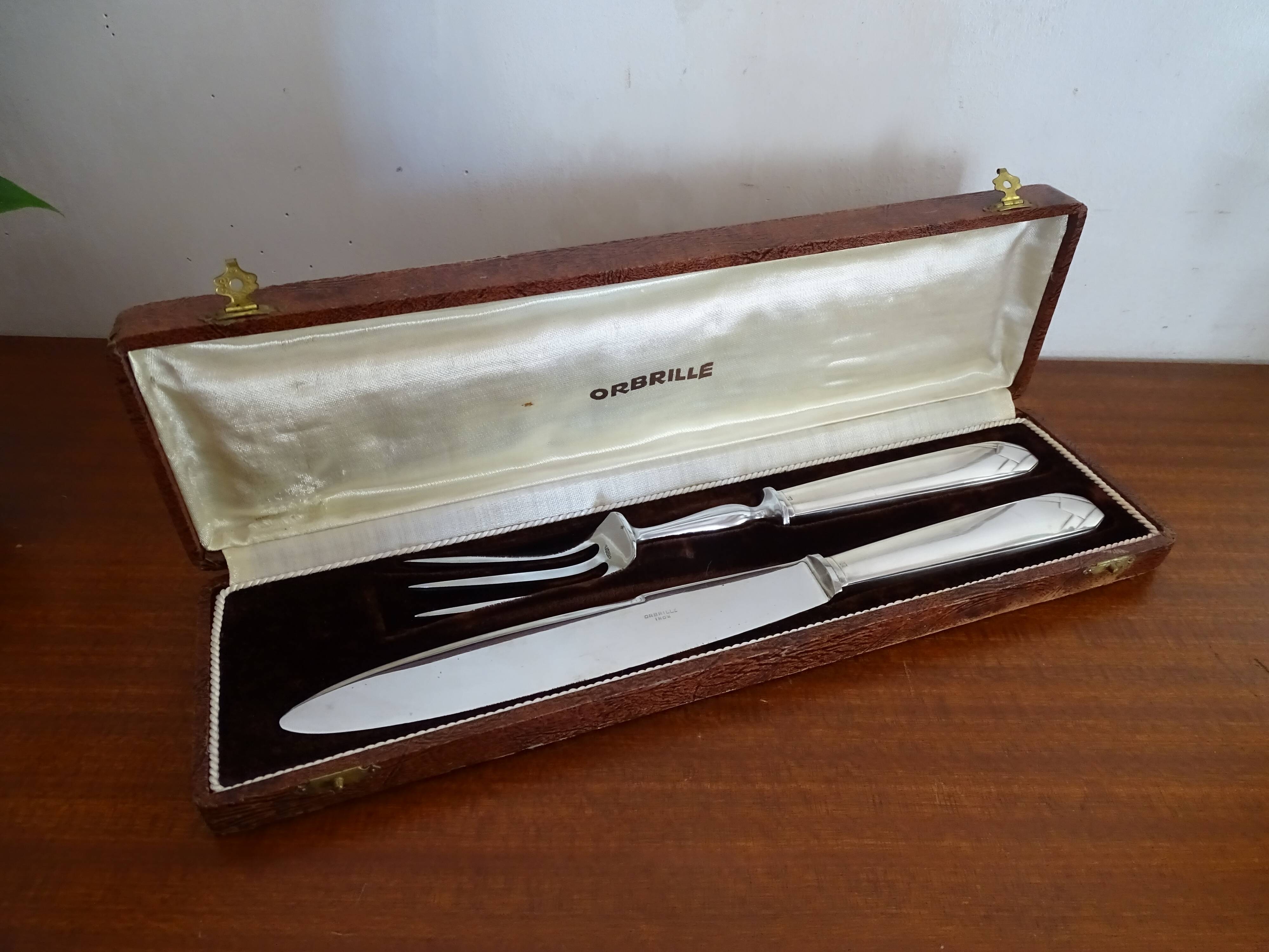 Art Deco cutlery silver metal ORBRILLE 1930 in case